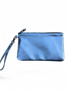 Metallic Silver Faux Leather Wristlet